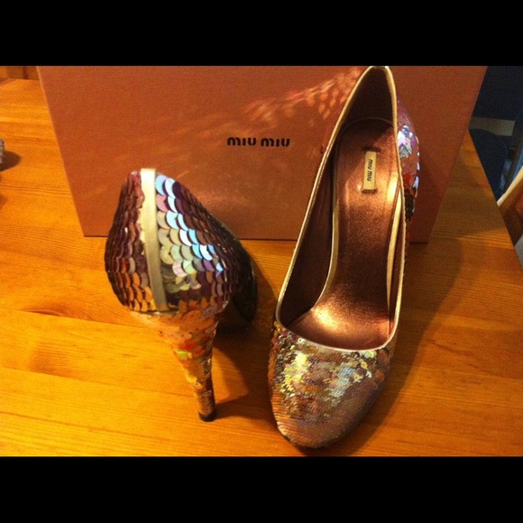 Miu Miu Mermaid Sequin Heels 9.5 - Picture 3 of 4